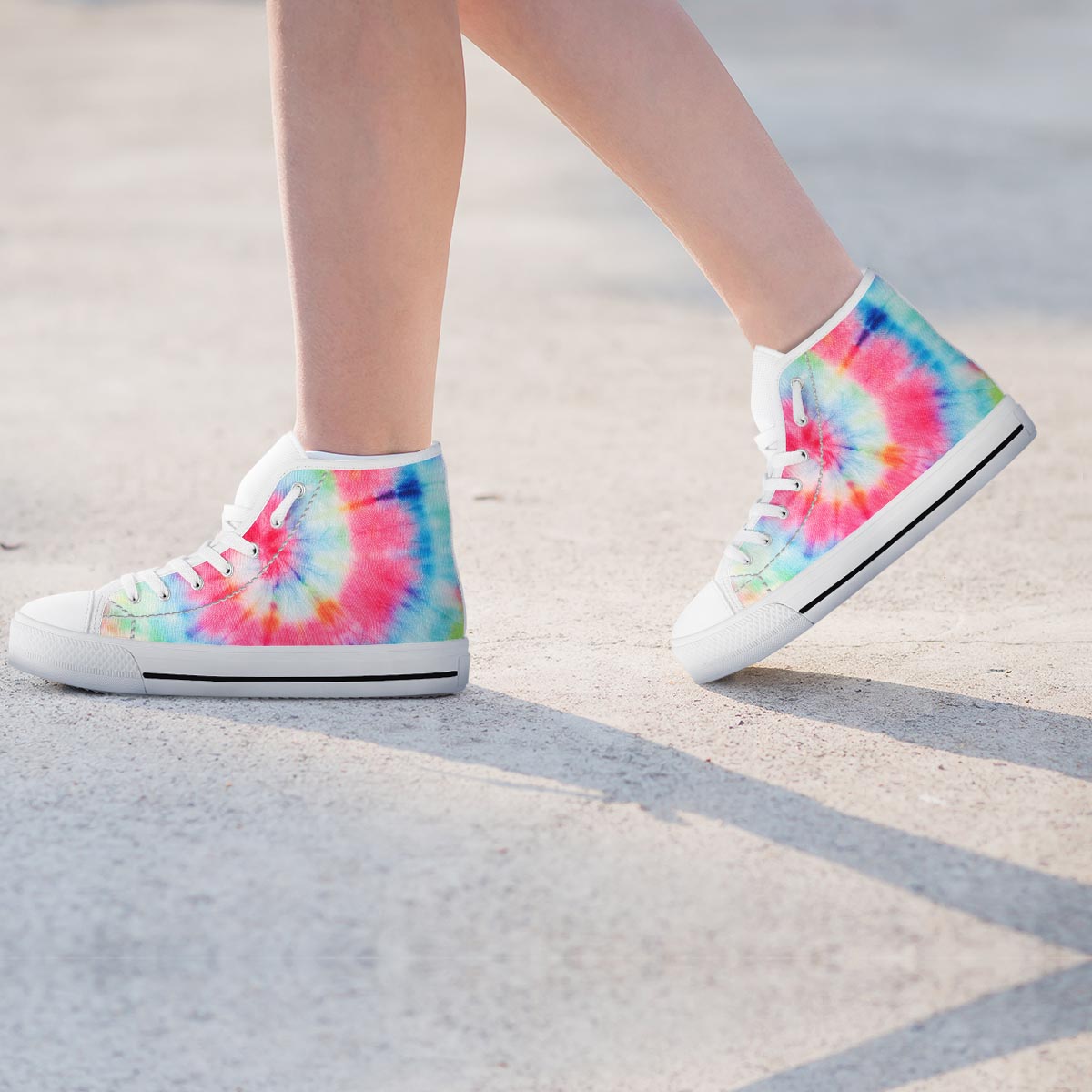 Rainbow Tie Dye Women's High Top Shoes-grizzshop