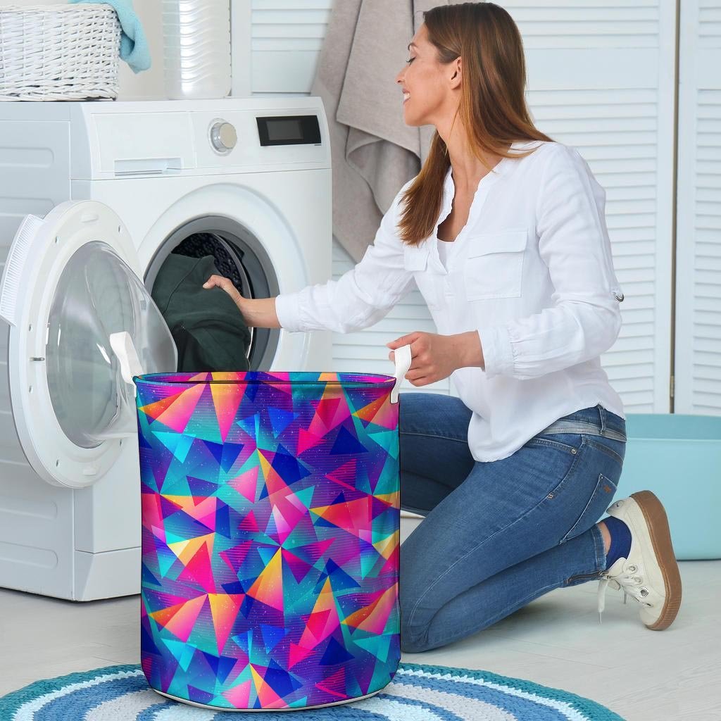Rainbow Triangle Geometric Laundry Basket-grizzshop