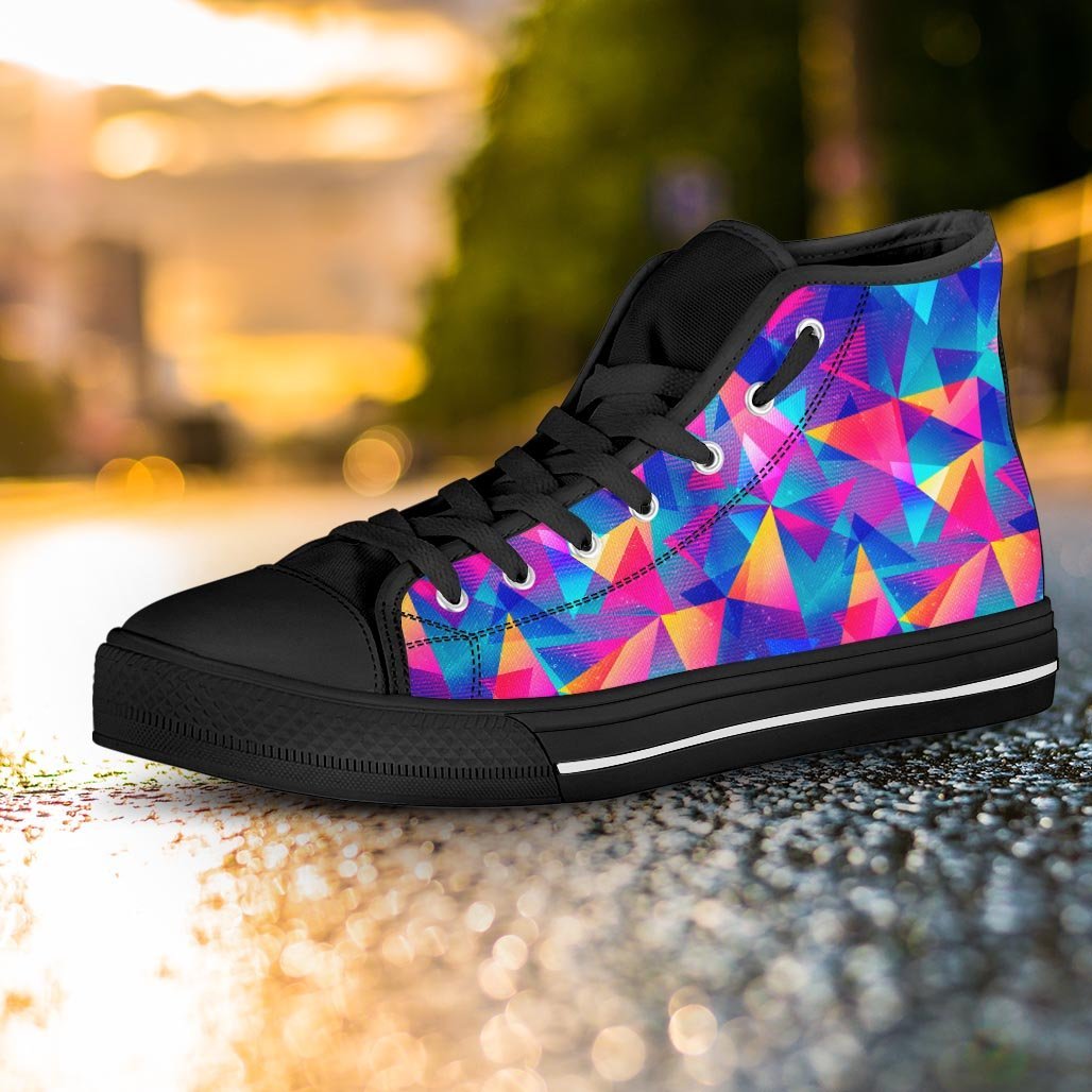 Rainbow Triangle Geometric Women's High Top Shoes-grizzshop