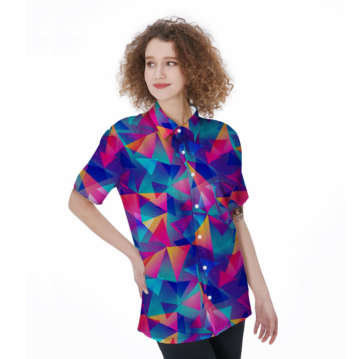 Rainbow Triangle Geometric Women's Short Sleeve Shirts-grizzshop
