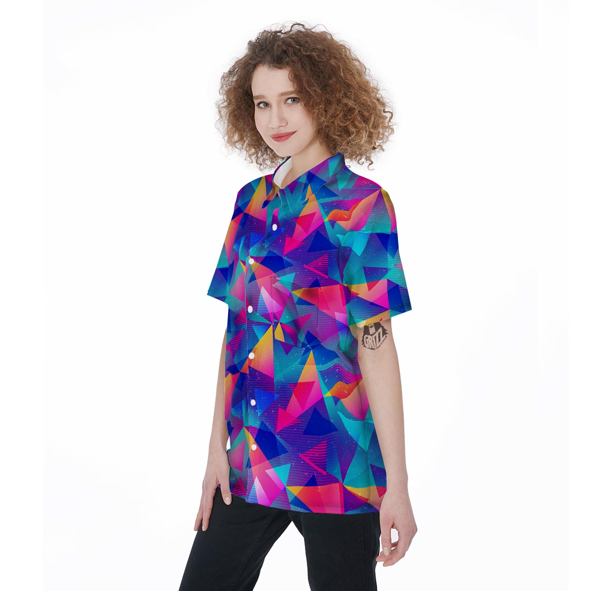 Rainbow Triangle Geometric Women's Short Sleeve Shirts-grizzshop