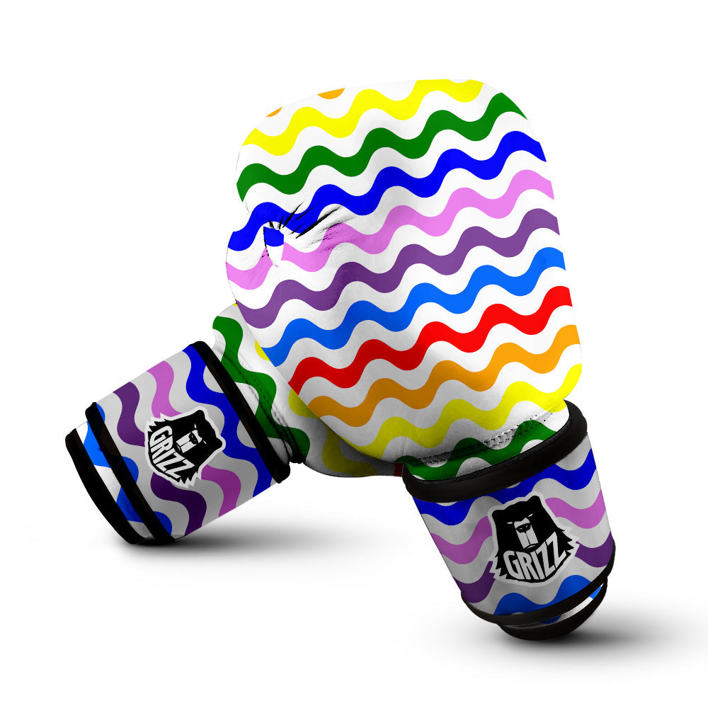 Rainbow Wave Striped Print Boxing Gloves-grizzshop