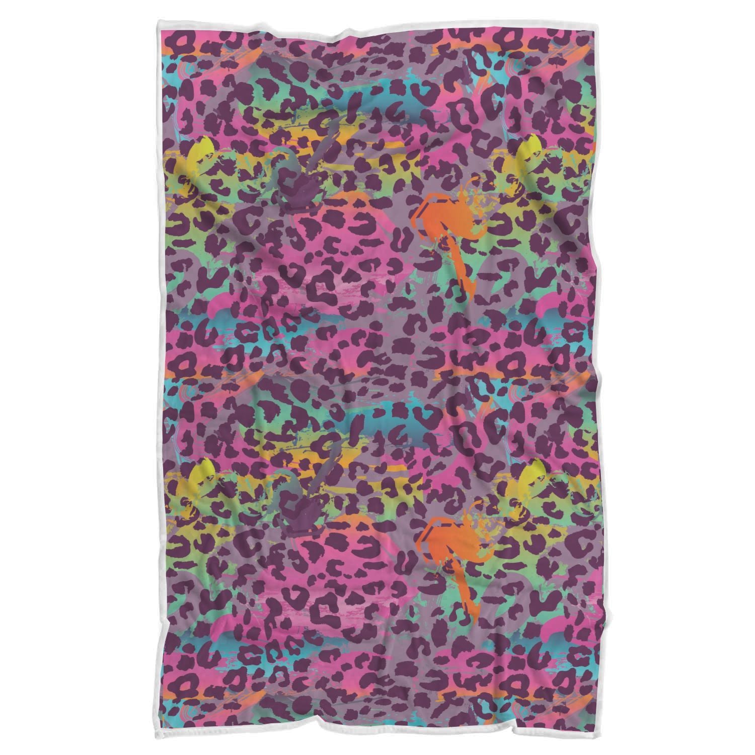 Rainbow Cheetah Leopard Pattern Print Throw Blanket-grizzshop