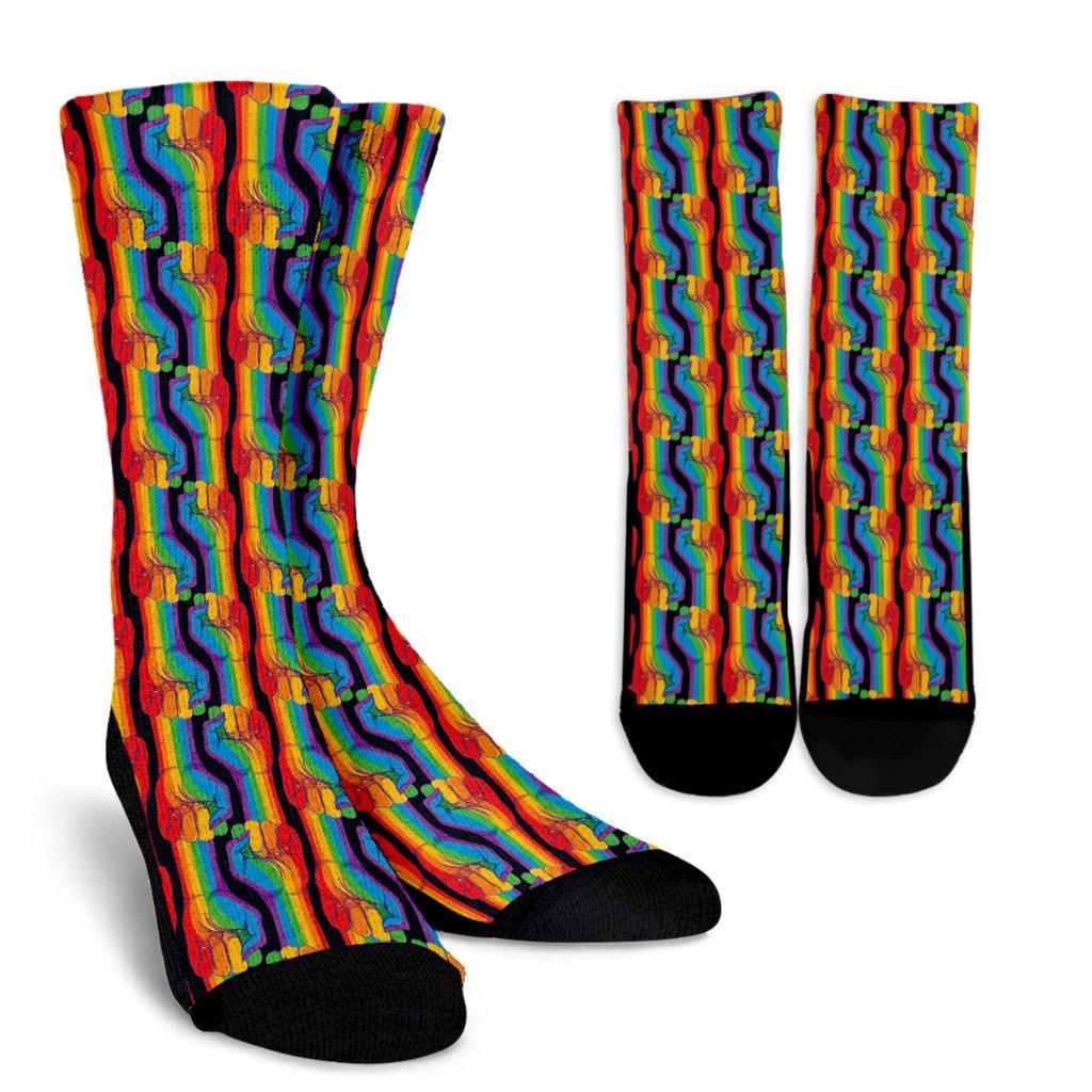 Rainbow Lgbt Pride Pattern Print Unisex Crew Socks-grizzshop