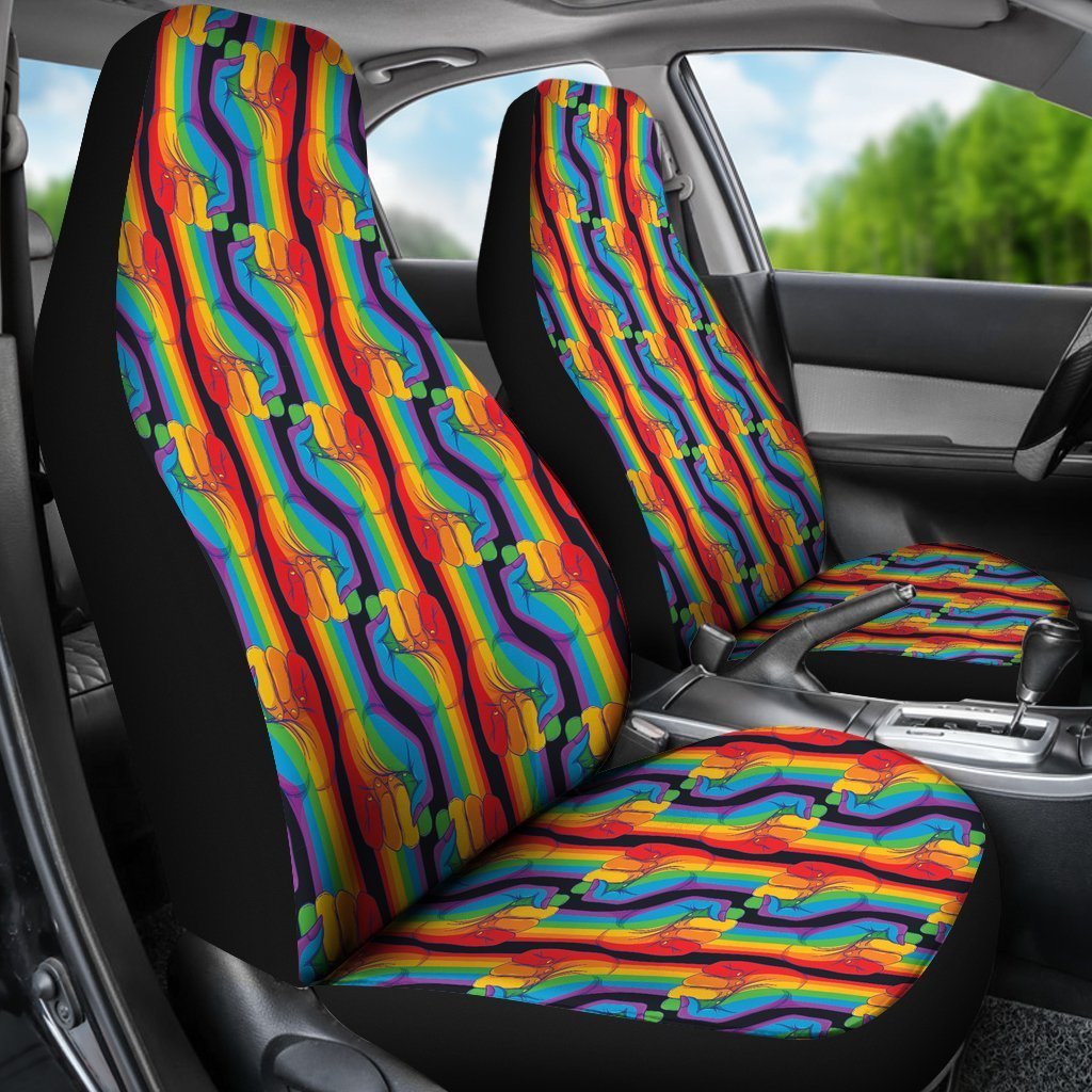 Rainbow Lgbt Pride Pattern Print Universal Fit Car Seat Cover-grizzshop