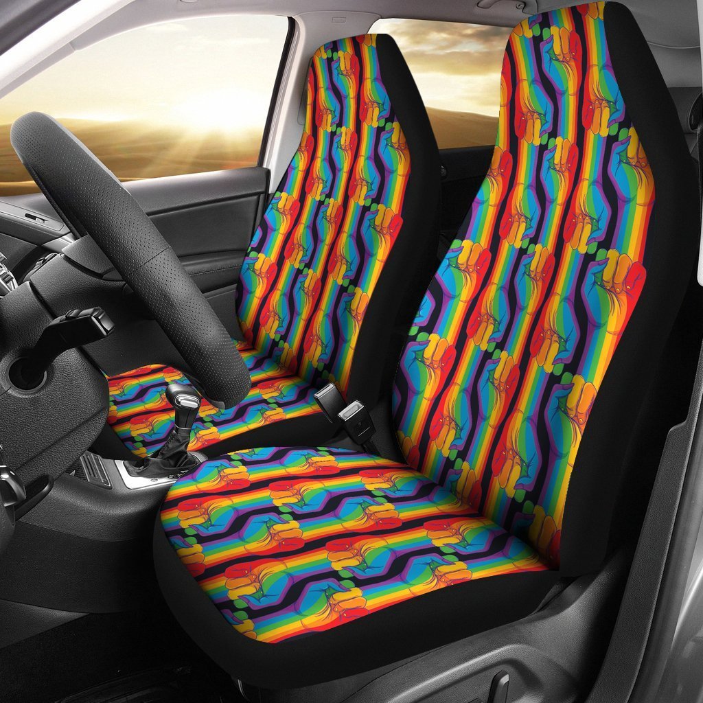 Rainbow Lgbt Pride Pattern Print Universal Fit Car Seat Cover-grizzshop