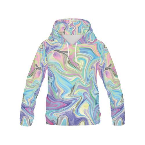 Rainbow Marble Pattern Print Men Pullover Hoodie-grizzshop