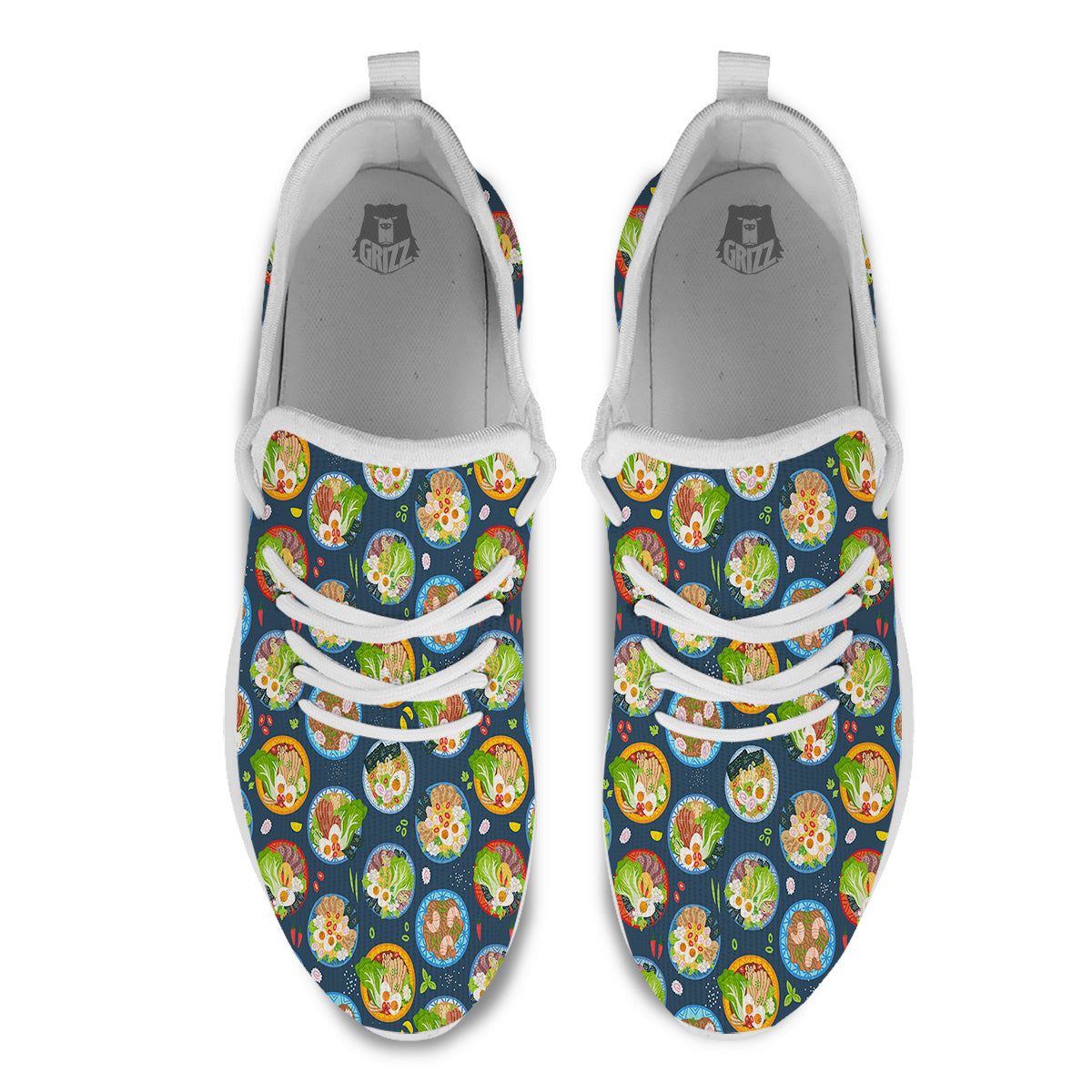 Ramen Udon Noodles In Bowl Print Pattern White Athletic Shoes-grizzshop