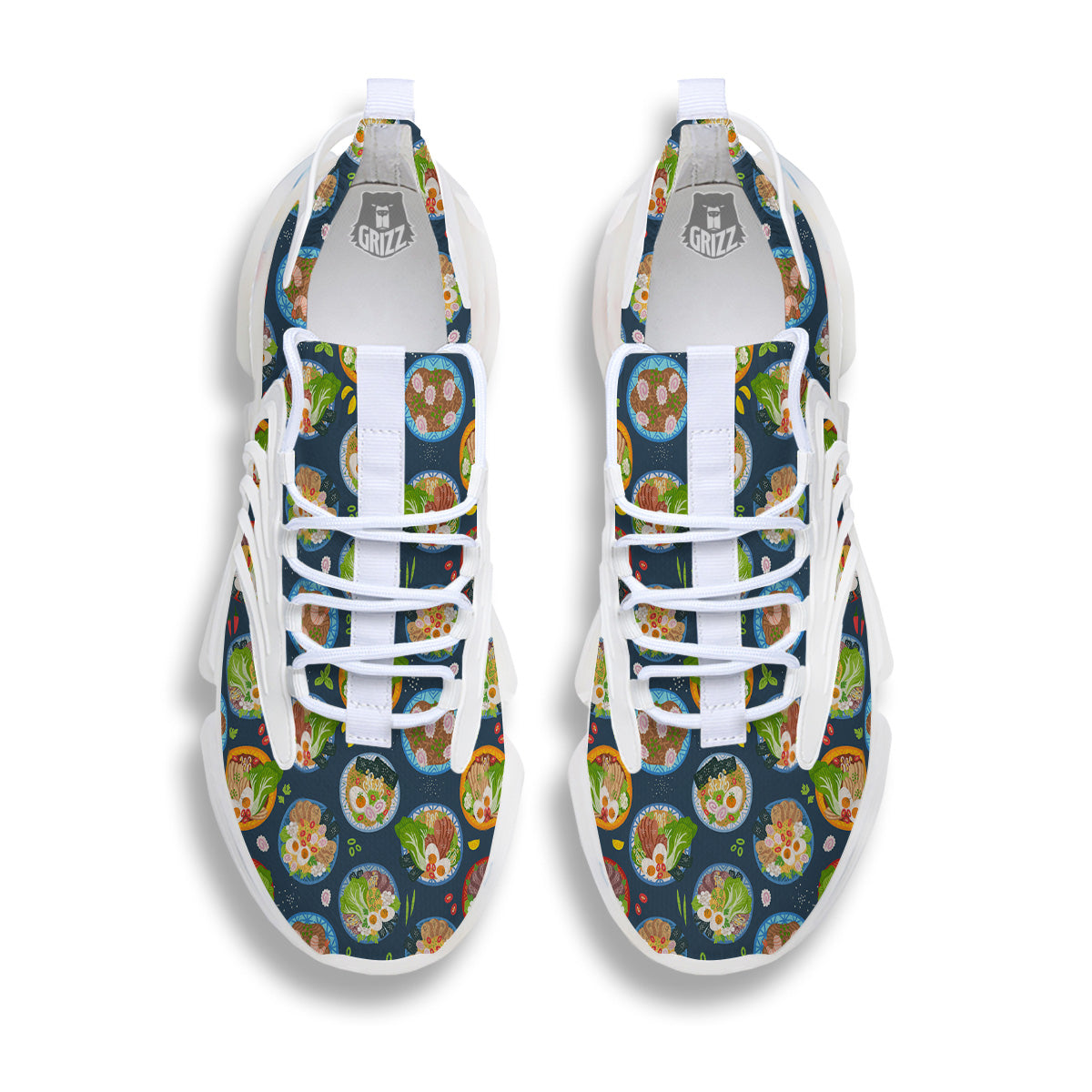 Ramen Udon Noodles In Bowl Print Pattern White Gym Shoes-grizzshop