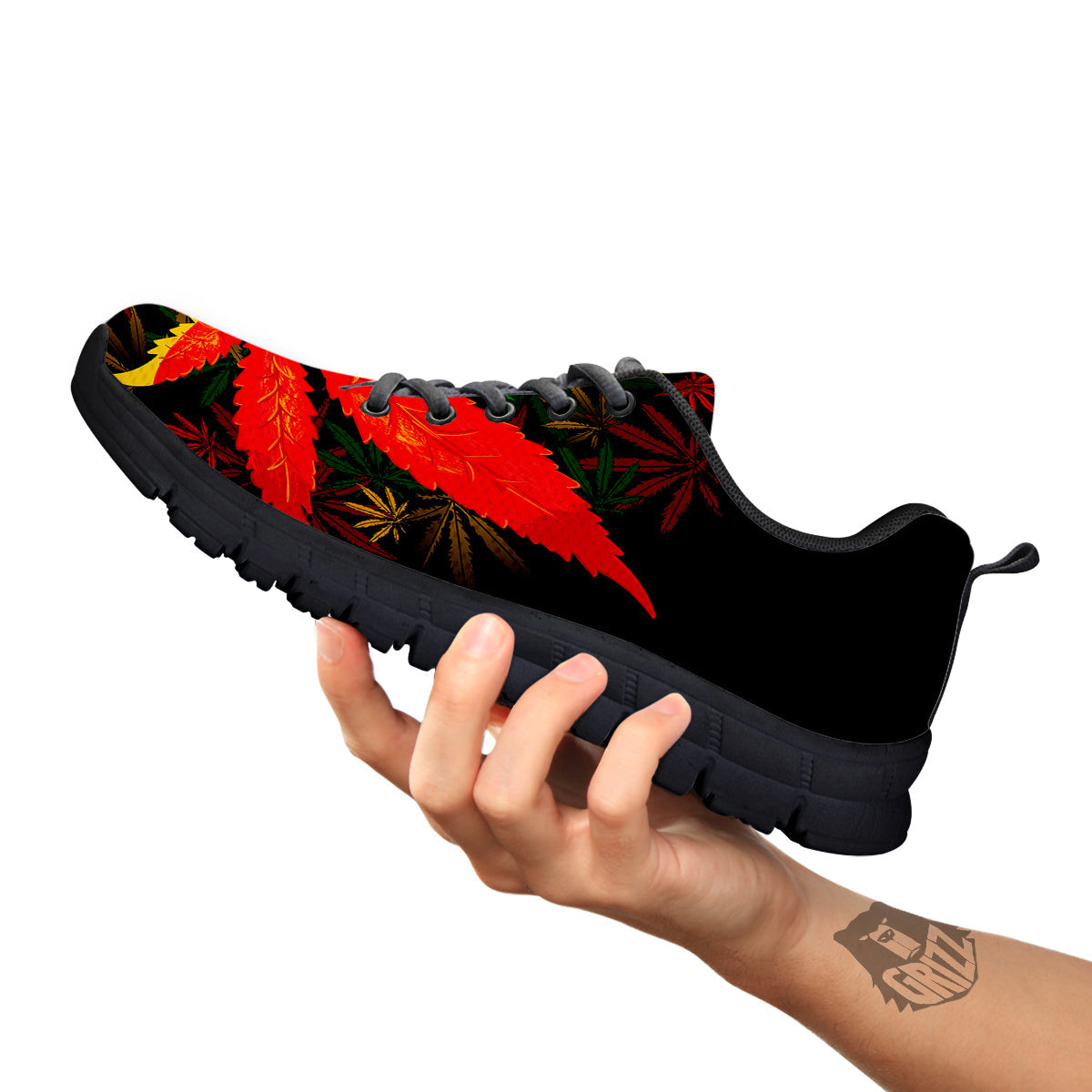 Rasta Cannabis Print Black Sneaker-grizzshop