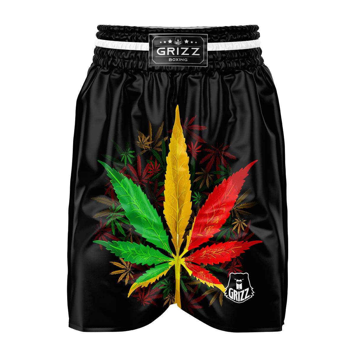 Rasta Cannabis Print Boxing Shorts-grizzshop
