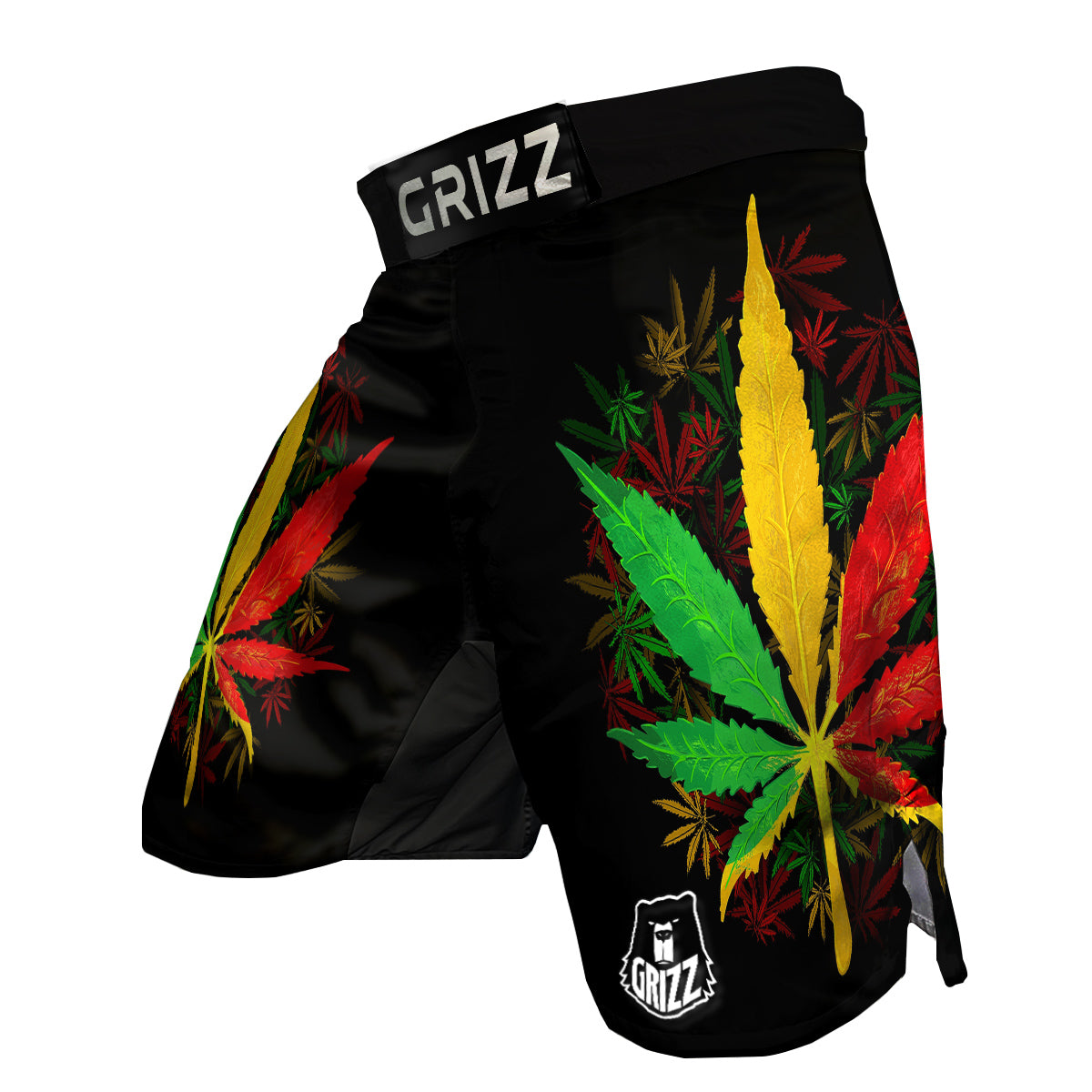 Rasta Cannabis Print MMA Shorts-grizzshop