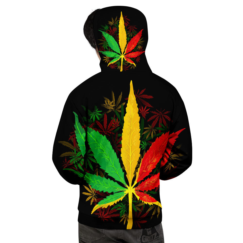 Rasta Cannabis Print Men's Hoodie-grizzshop