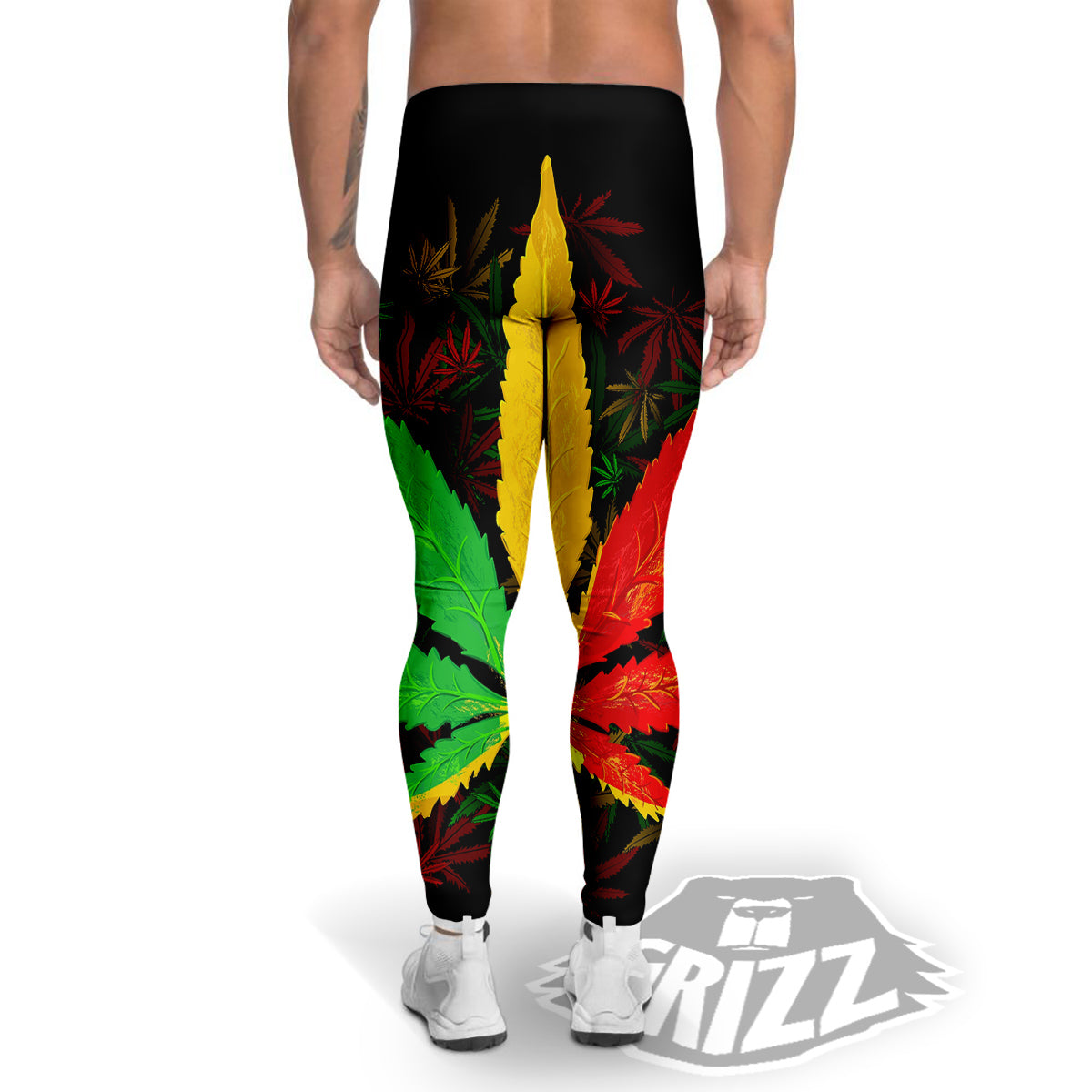 Rasta Cannabis Print Men's Leggings-grizzshop