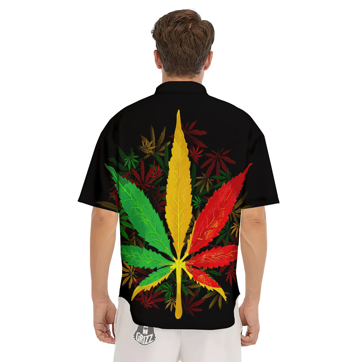 Rasta Cannabis Print Men's Short Sleeve Shirts-grizzshop