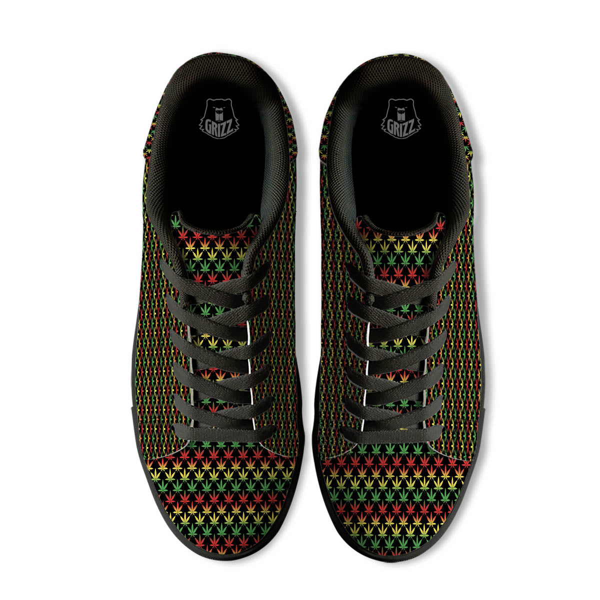 Rasta Cannabis Print Pattern Black Low Top Sneakers-grizzshop