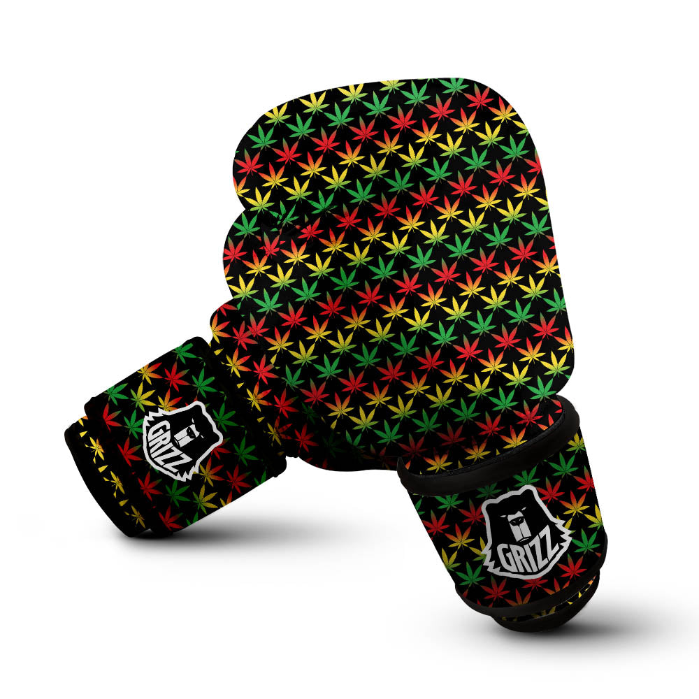 Rasta Cannabis Print Pattern Boxing Gloves-grizzshop