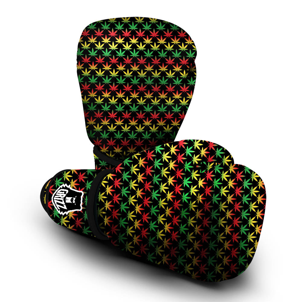 Rasta Cannabis Print Pattern Boxing Gloves-grizzshop