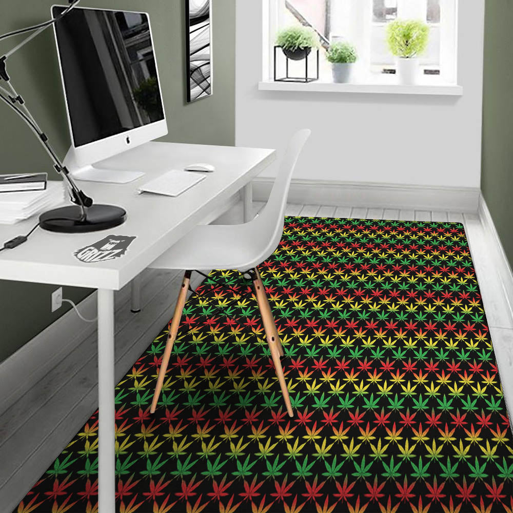 Rasta Cannabis Print Pattern Floor Mat-grizzshop