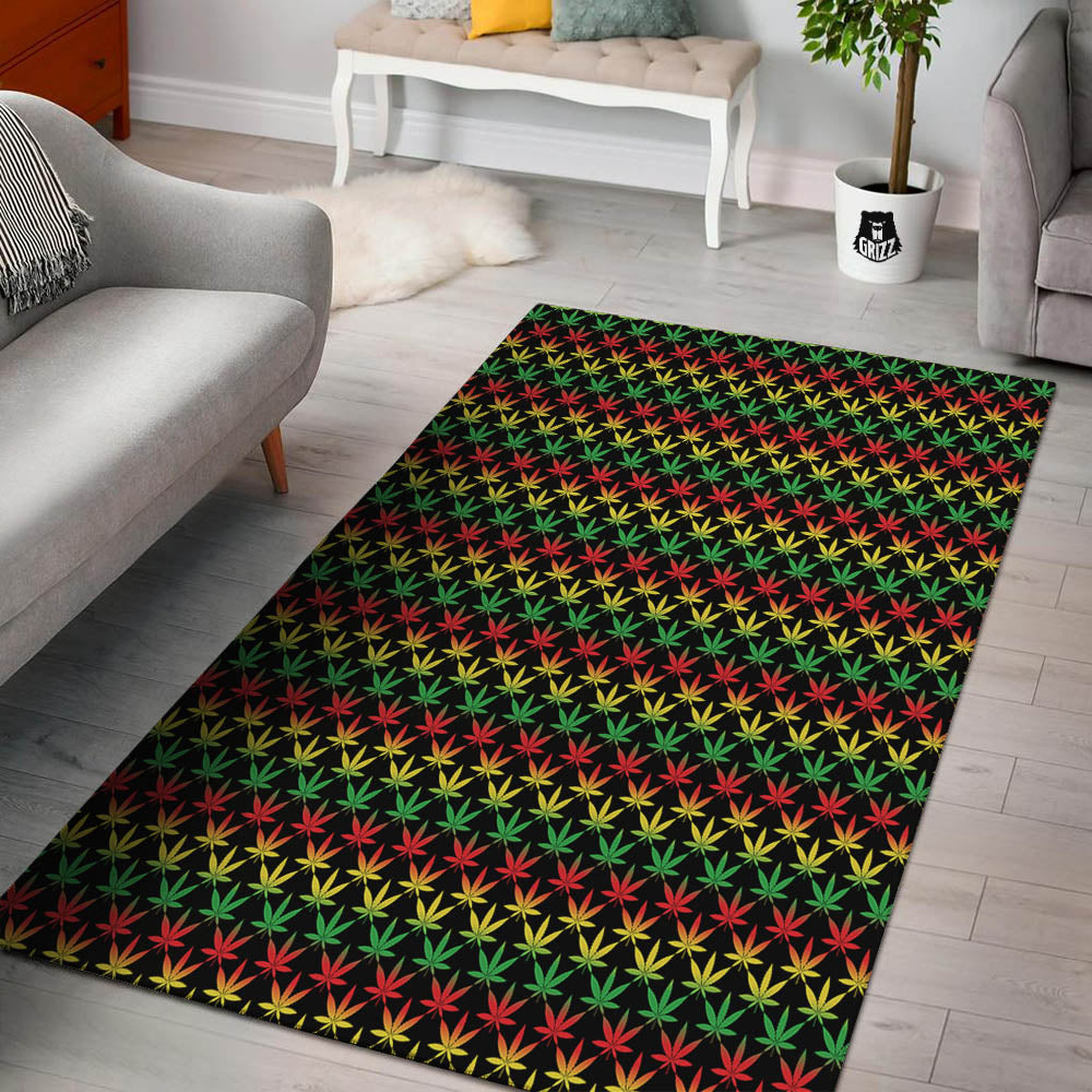 Rasta Cannabis Print Pattern Floor Mat-grizzshop
