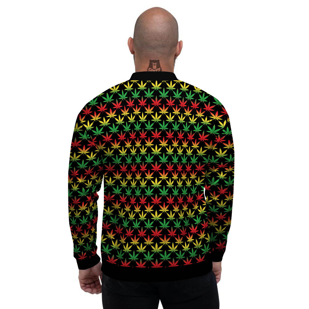 Rasta Cannabis Print Pattern Men's Bomber Jacket-grizzshop