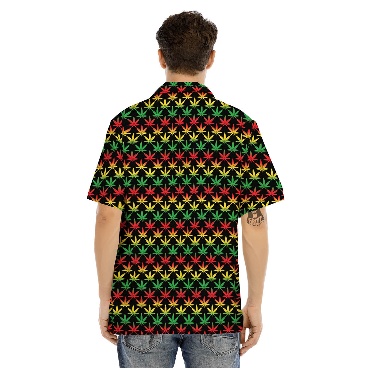 Rasta Cannabis Print Pattern Men's Hawaiian Shirt-grizzshop