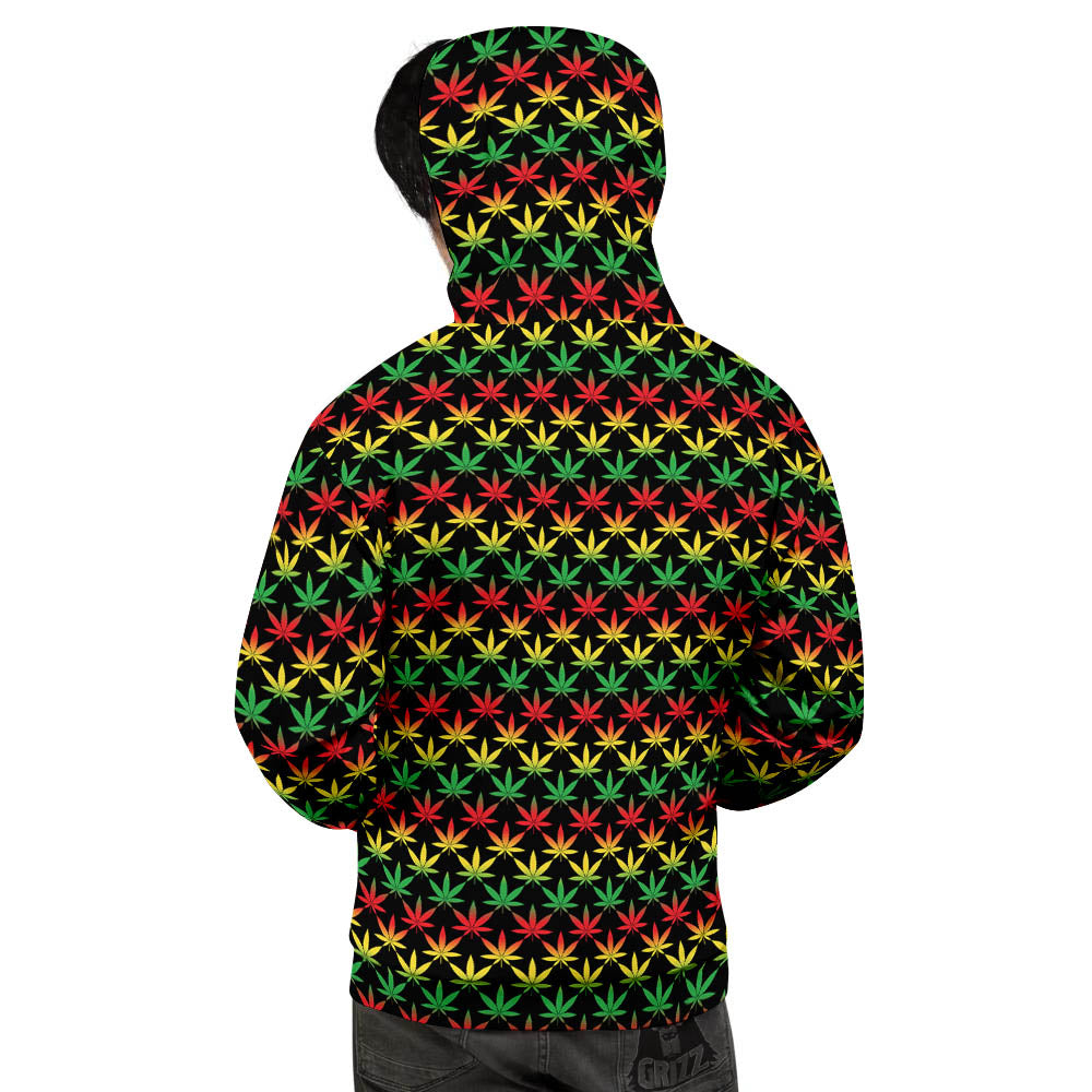 Rasta Cannabis Print Pattern Men's Hoodie-grizzshop