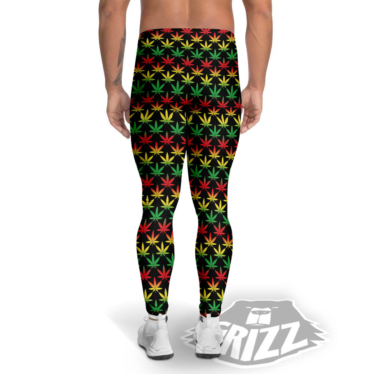 Rasta Cannabis Print Pattern Men's Leggings-grizzshop
