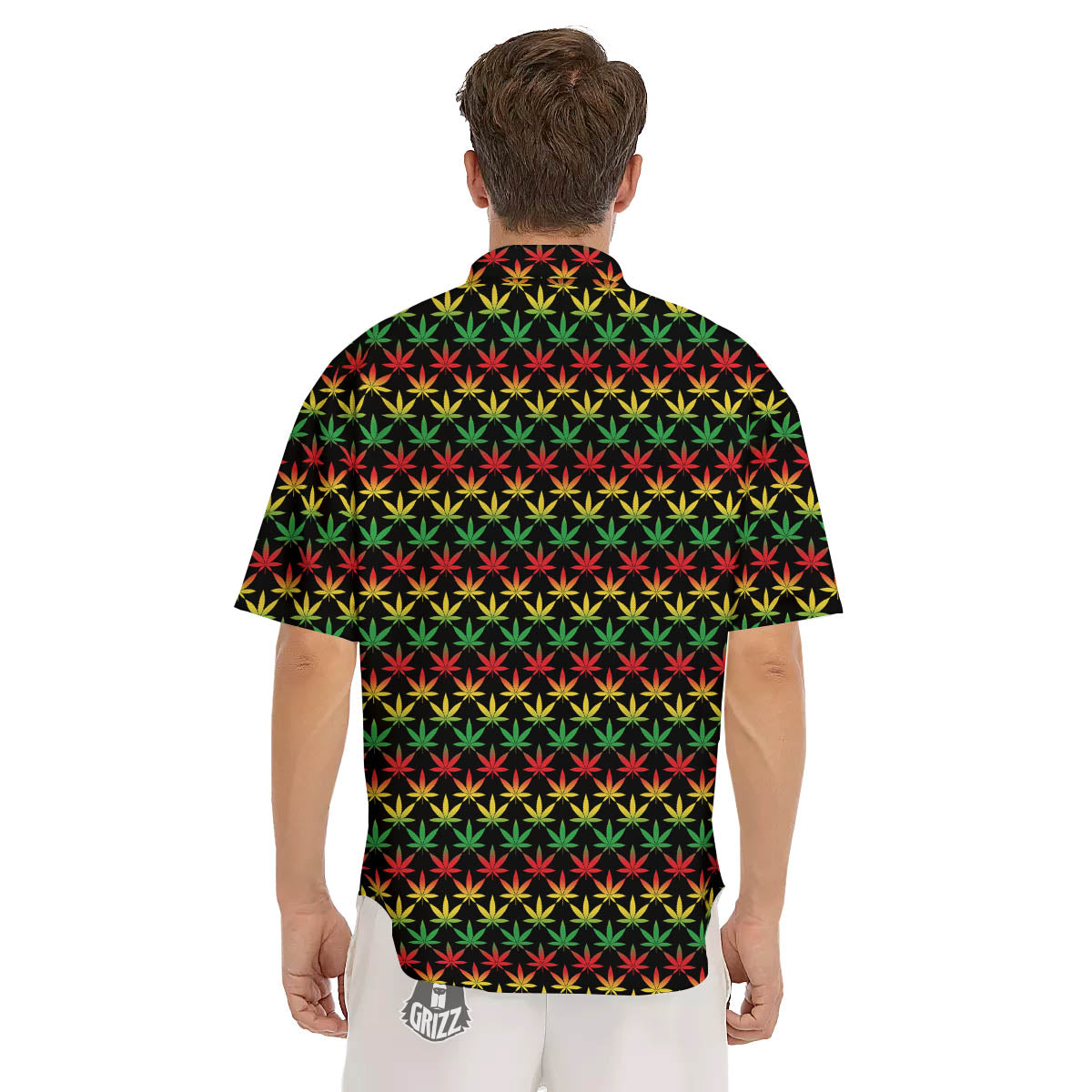 Rasta Cannabis Print Pattern Men's Short Sleeve Shirts-grizzshop