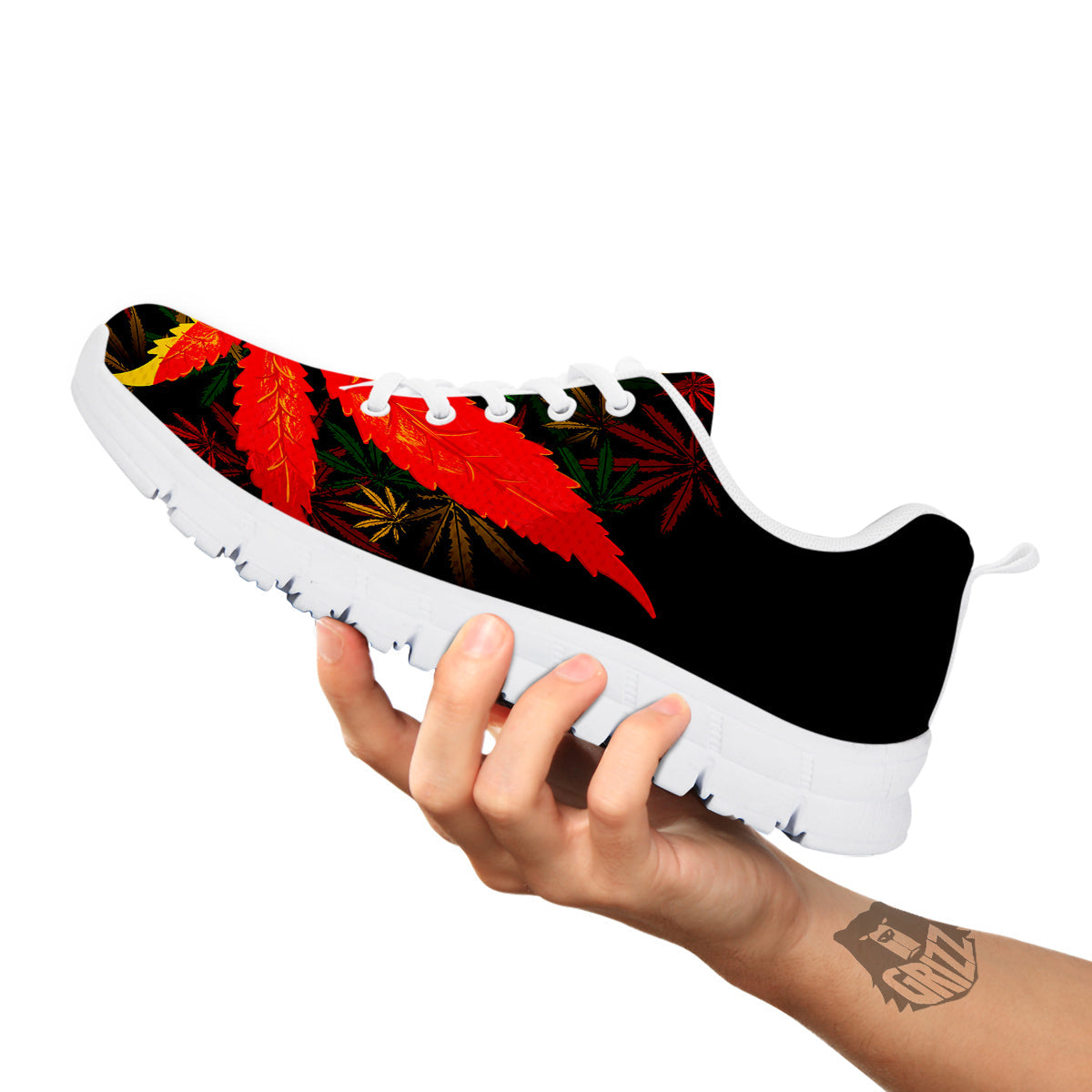 Rasta Cannabis Print White Sneaker-grizzshop