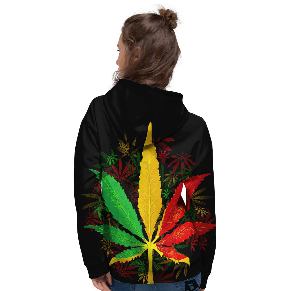 Rasta Cannabis Print Women's Hoodie-grizzshop