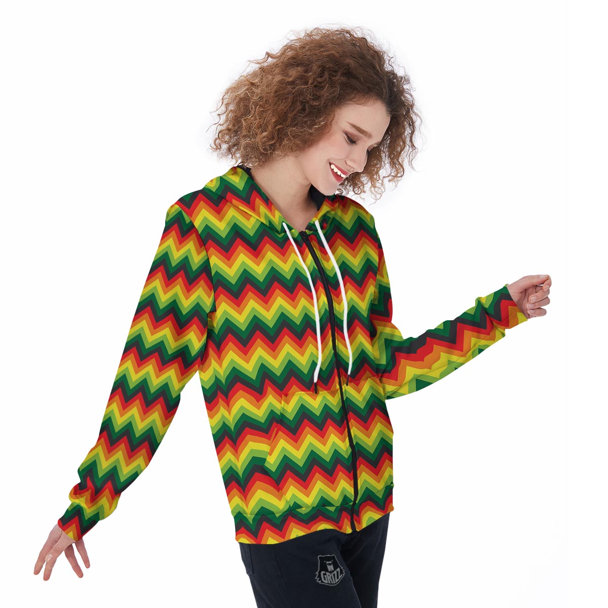 Rasta Jamaica Reggae Women's Zip Up Hoodie-grizzshop