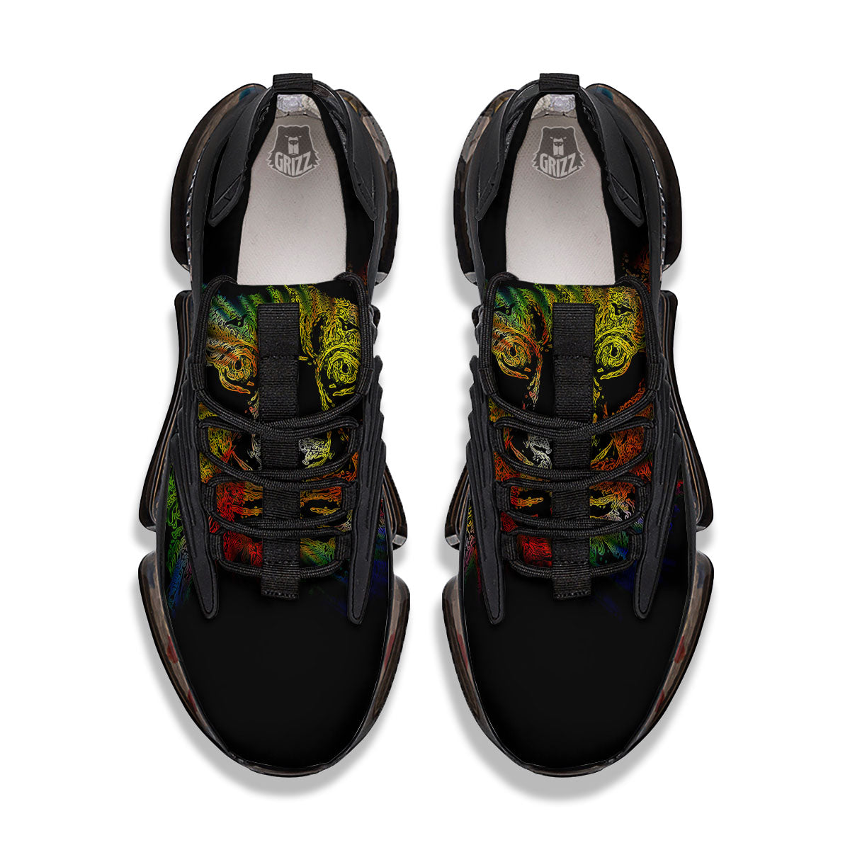 Rasta Lion Grunge Print Black Gym Shoes-grizzshop