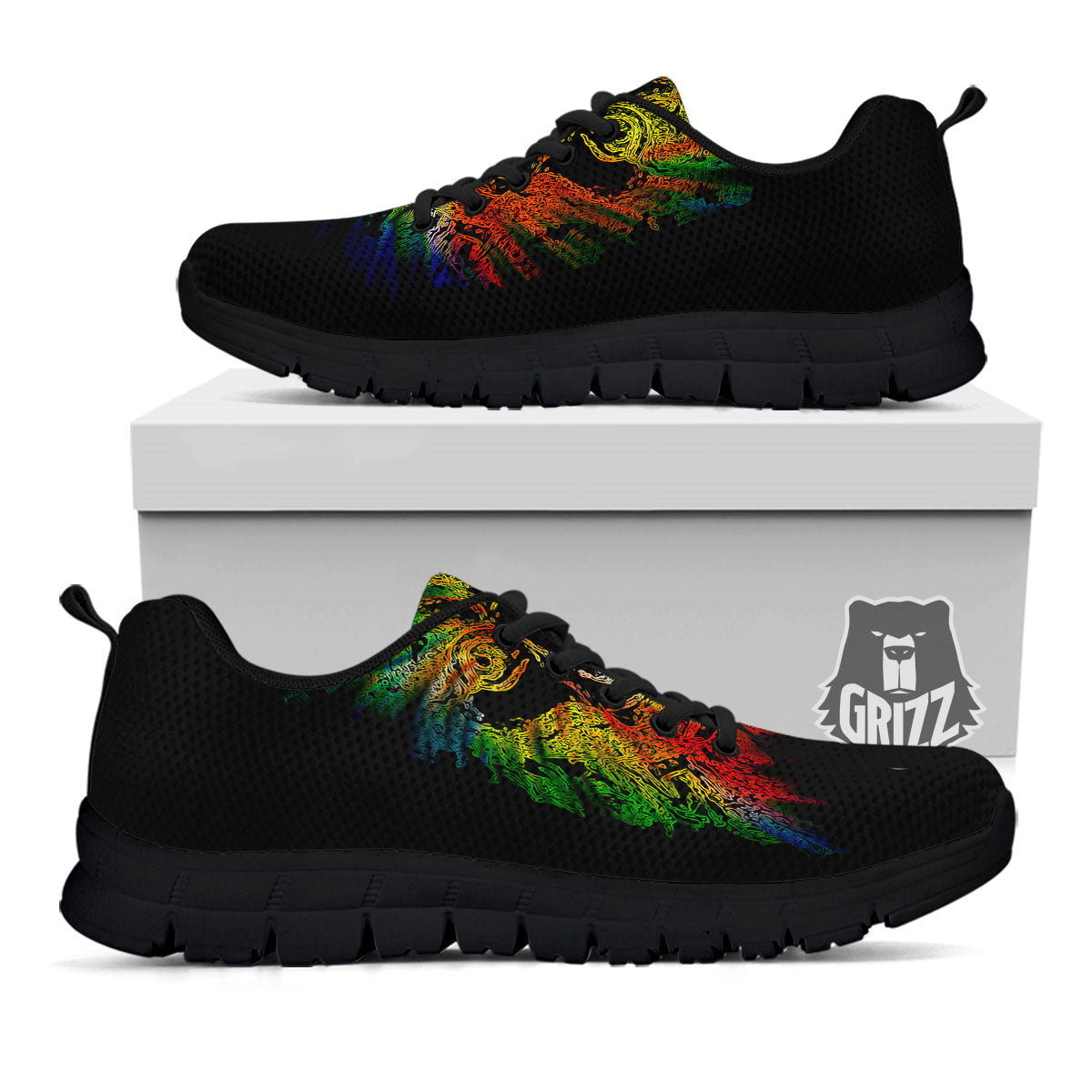 Rasta Lion Grunge Print Black Sneaker-grizzshop
