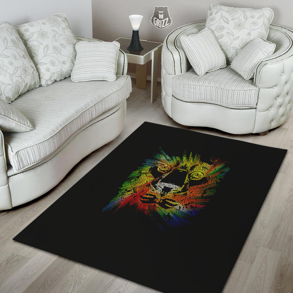 Rasta Lion Grunge Print Floor Mat-grizzshop