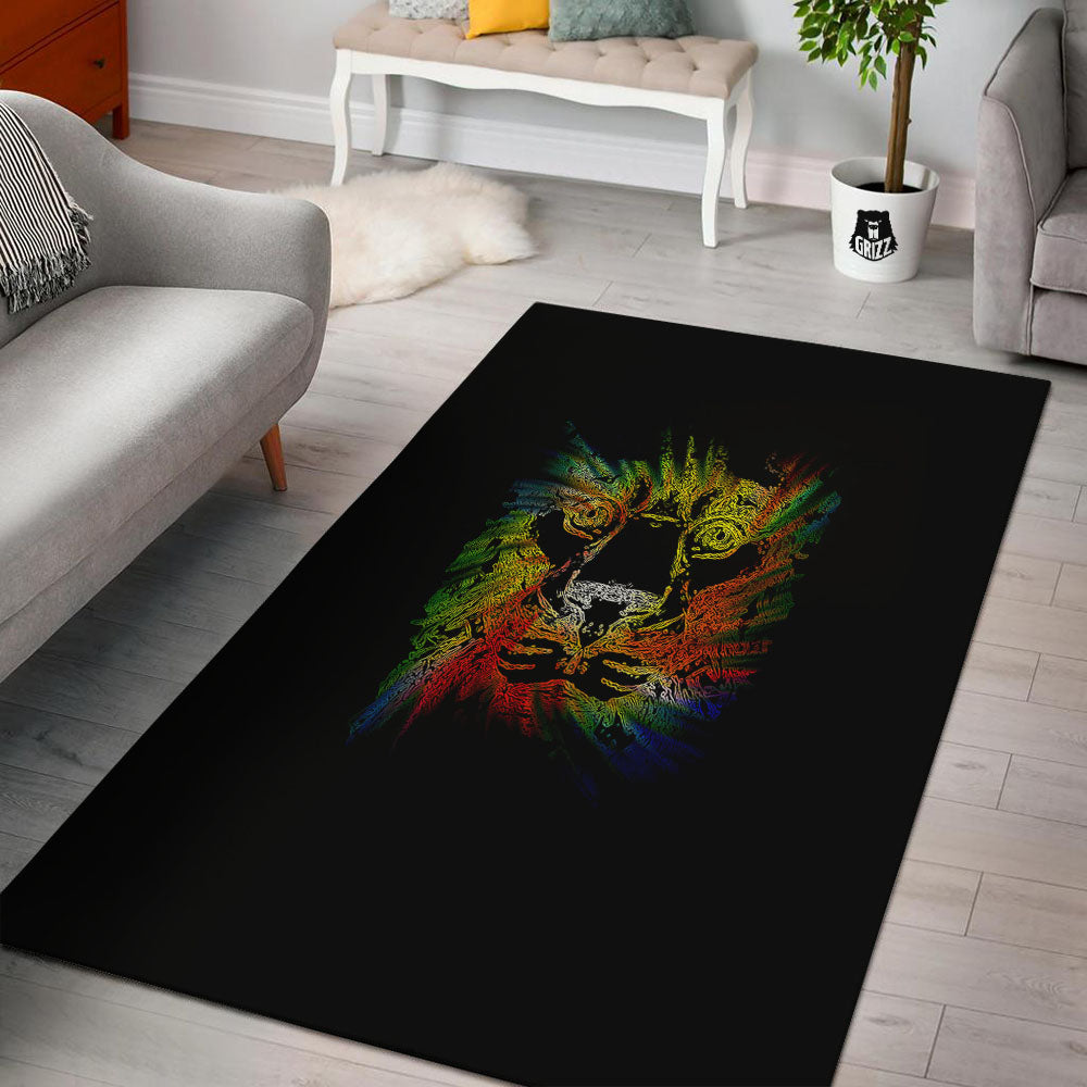 Rasta Lion Grunge Print Floor Mat-grizzshop