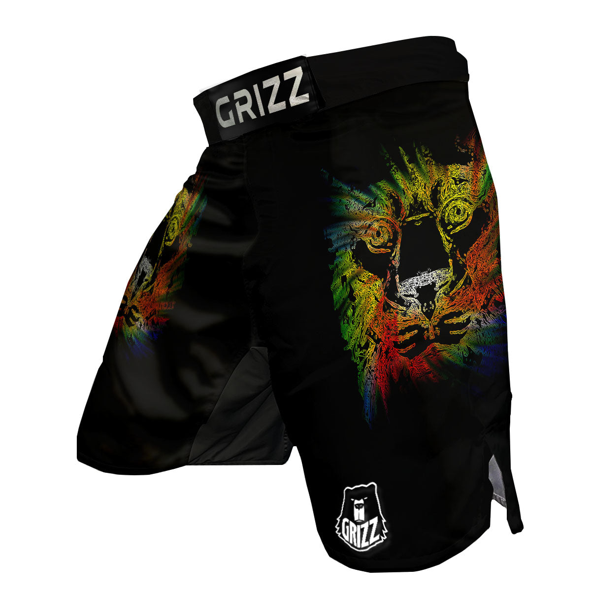 Rasta Lion Grunge Print MMA Shorts-grizzshop