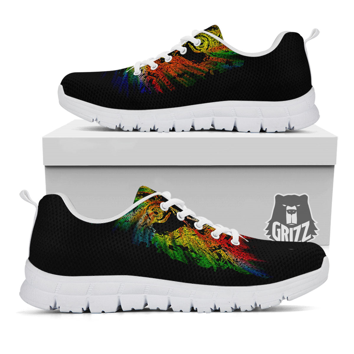 Rasta Lion Grunge Print White Sneaker-grizzshop