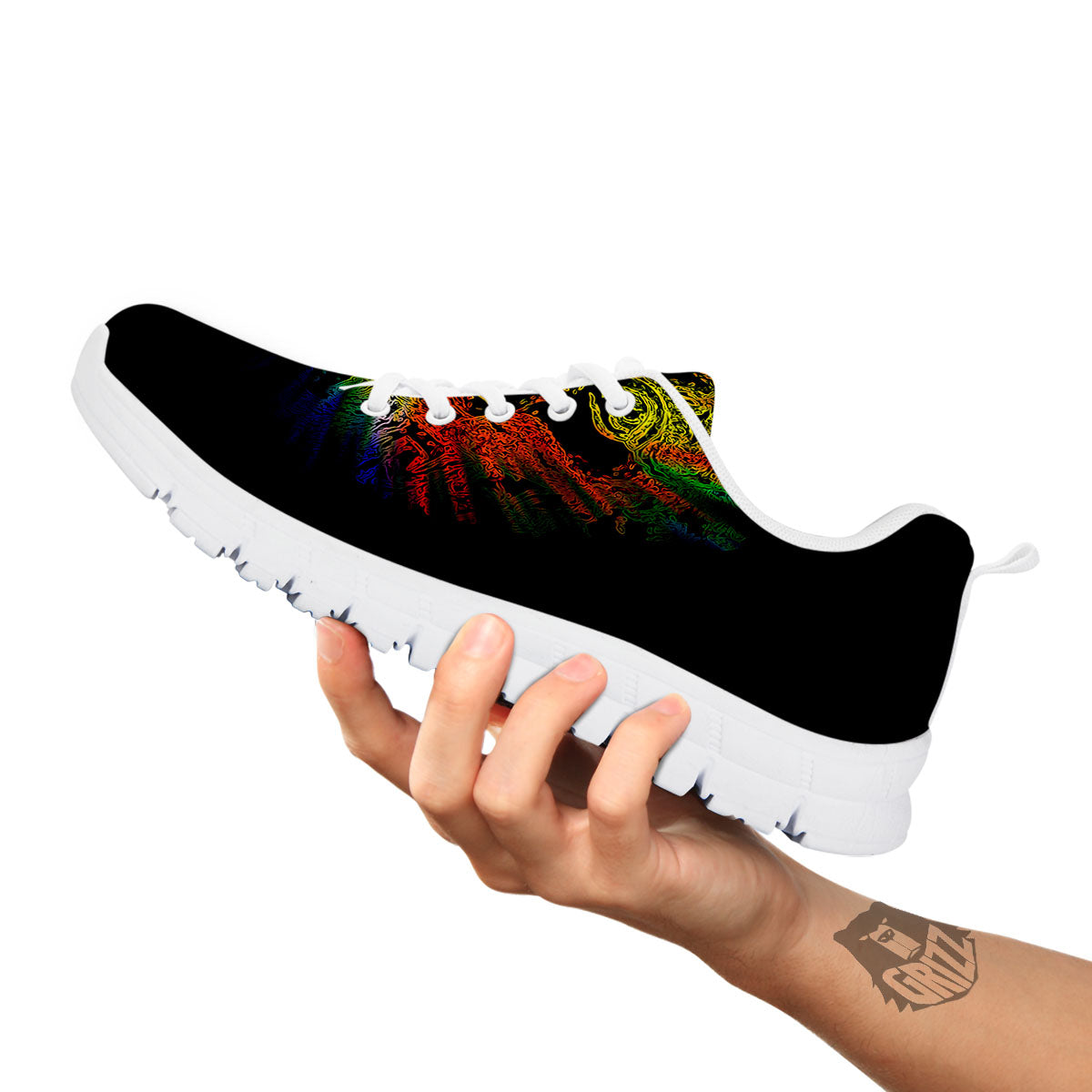 Rasta Lion Grunge Print White Sneaker-grizzshop