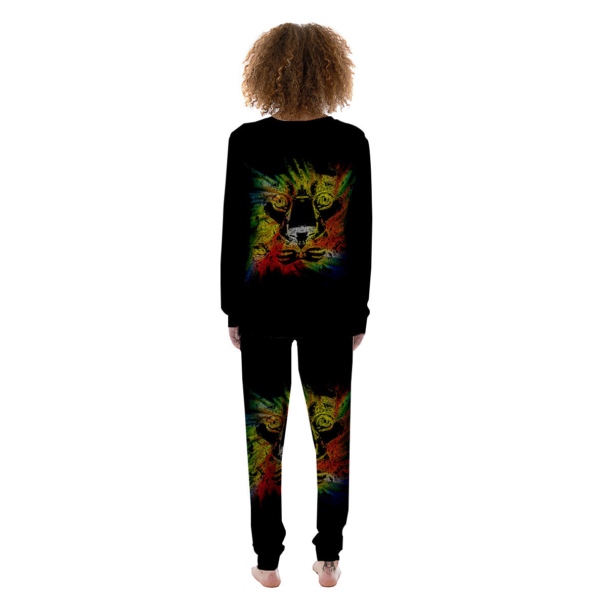 Rasta Lion Grunge Print Women's Pajamas-grizzshop