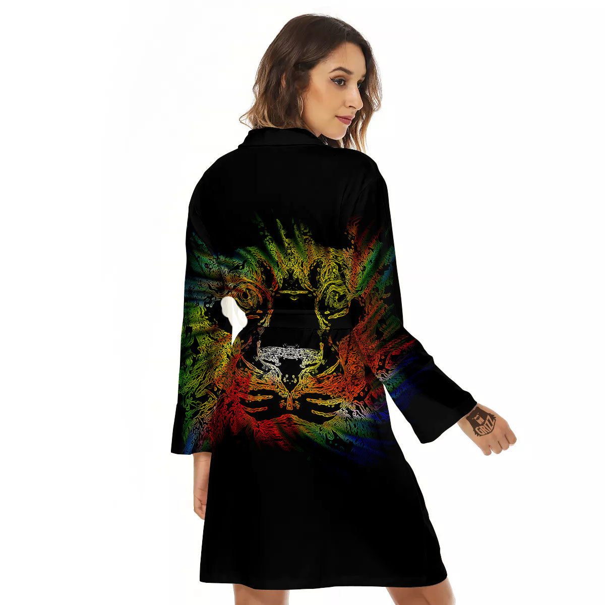 Rasta Lion Grunge Print Women's Robe-grizzshop