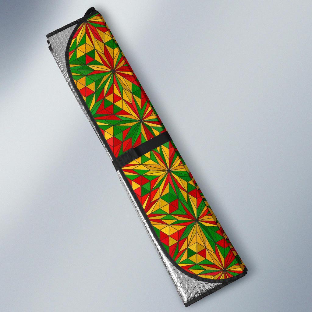 Rasta Reggae Pattern Print Car Sun Shade-grizzshop