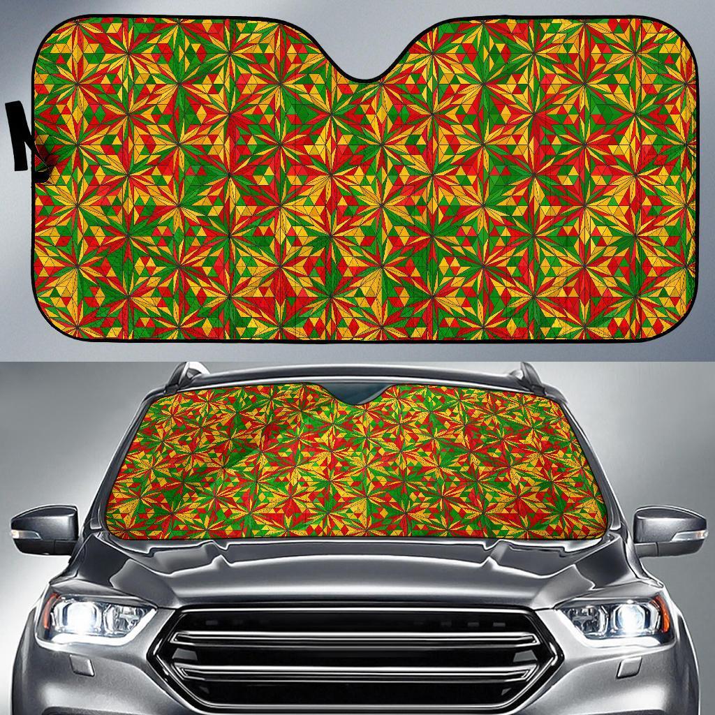 Rasta Reggae Pattern Print Car Sun Shade-grizzshop