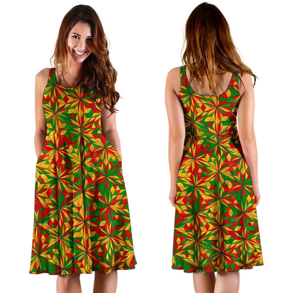 Rasta Reggae Pattern Print Dress-grizzshop