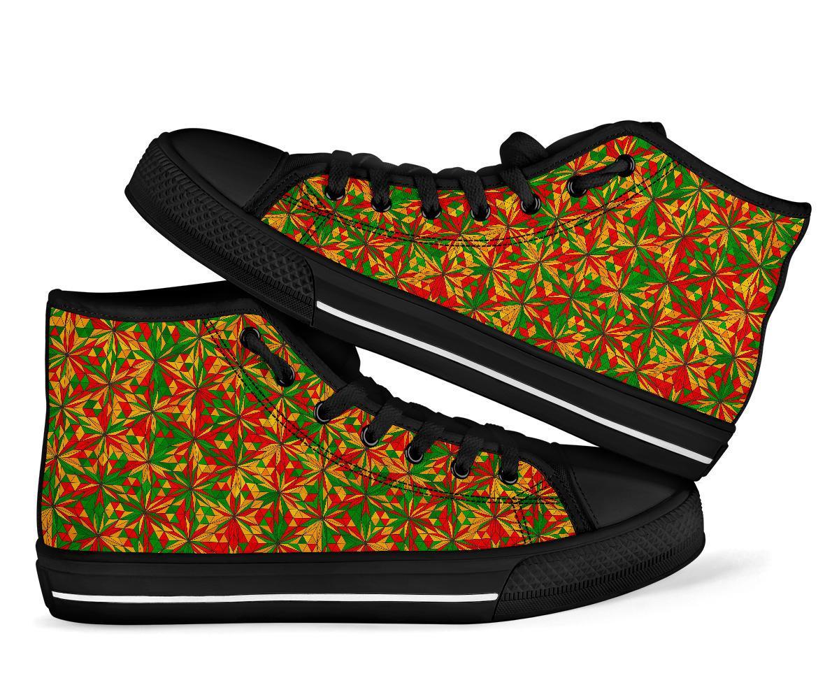 Rasta Reggae Pattern Print Men Women's High Top Shoes-grizzshop