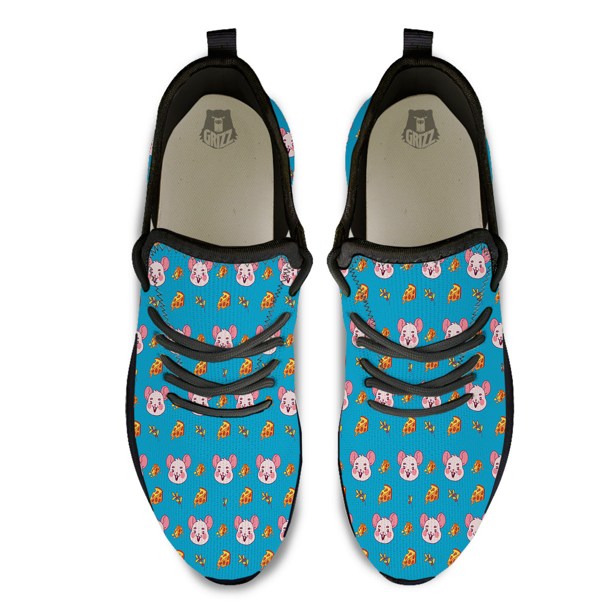 Rat Cute Print Pattern Black Athletic Shoes-grizzshop