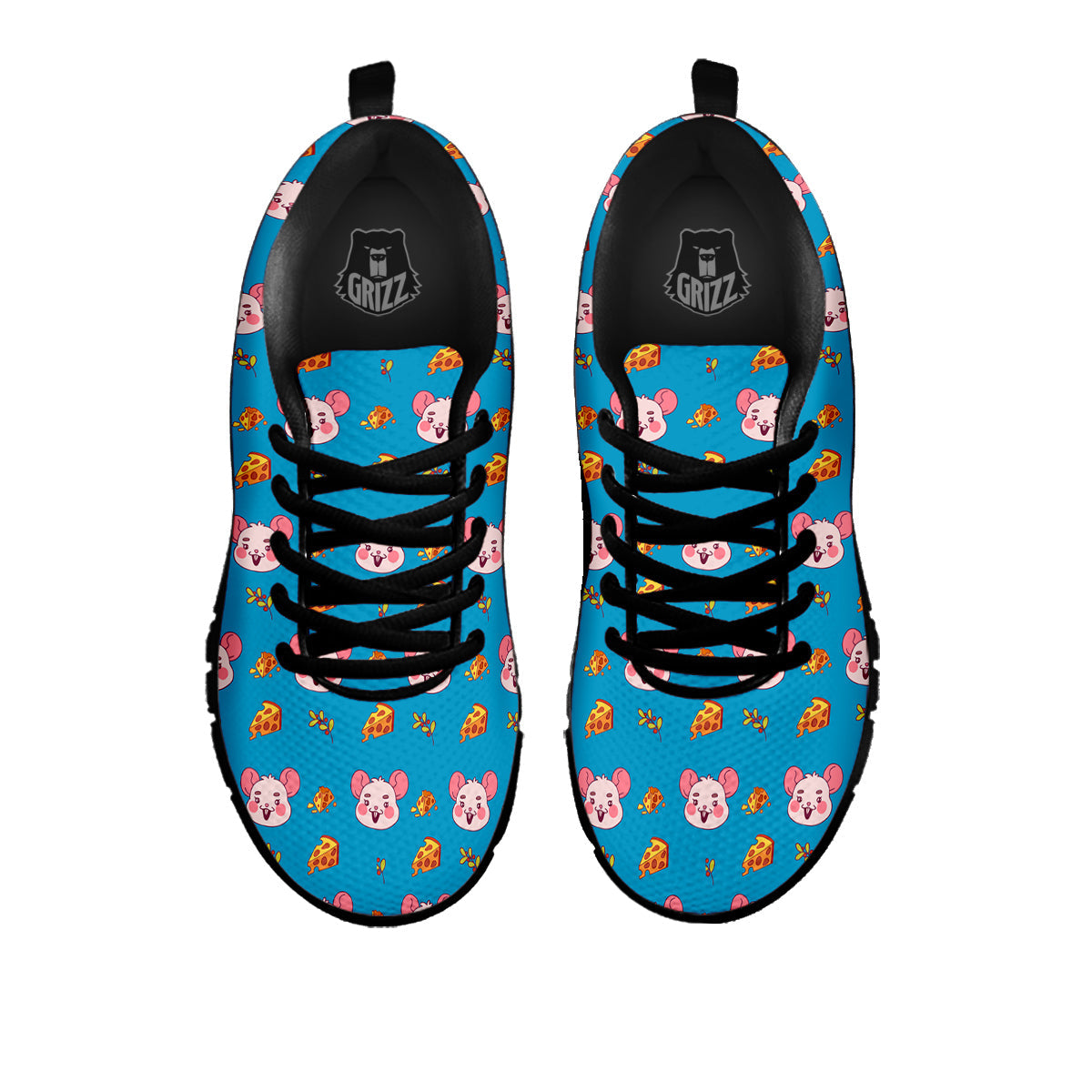 Rat Cute Print Pattern Black Sneaker-grizzshop