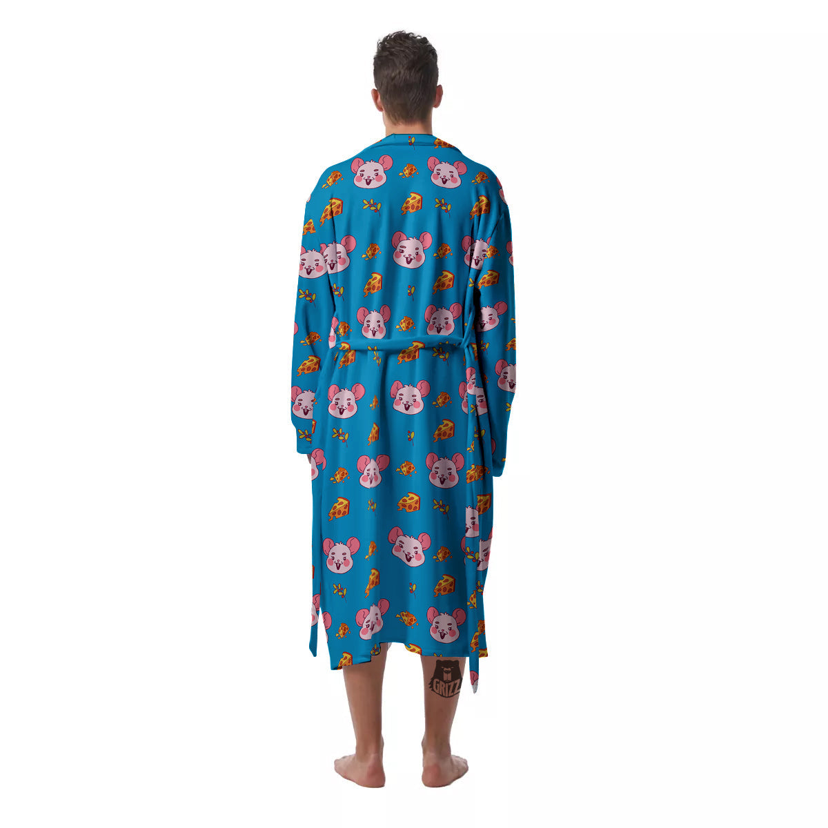 Rat Cute Print Pattern Men's Robe-grizzshop