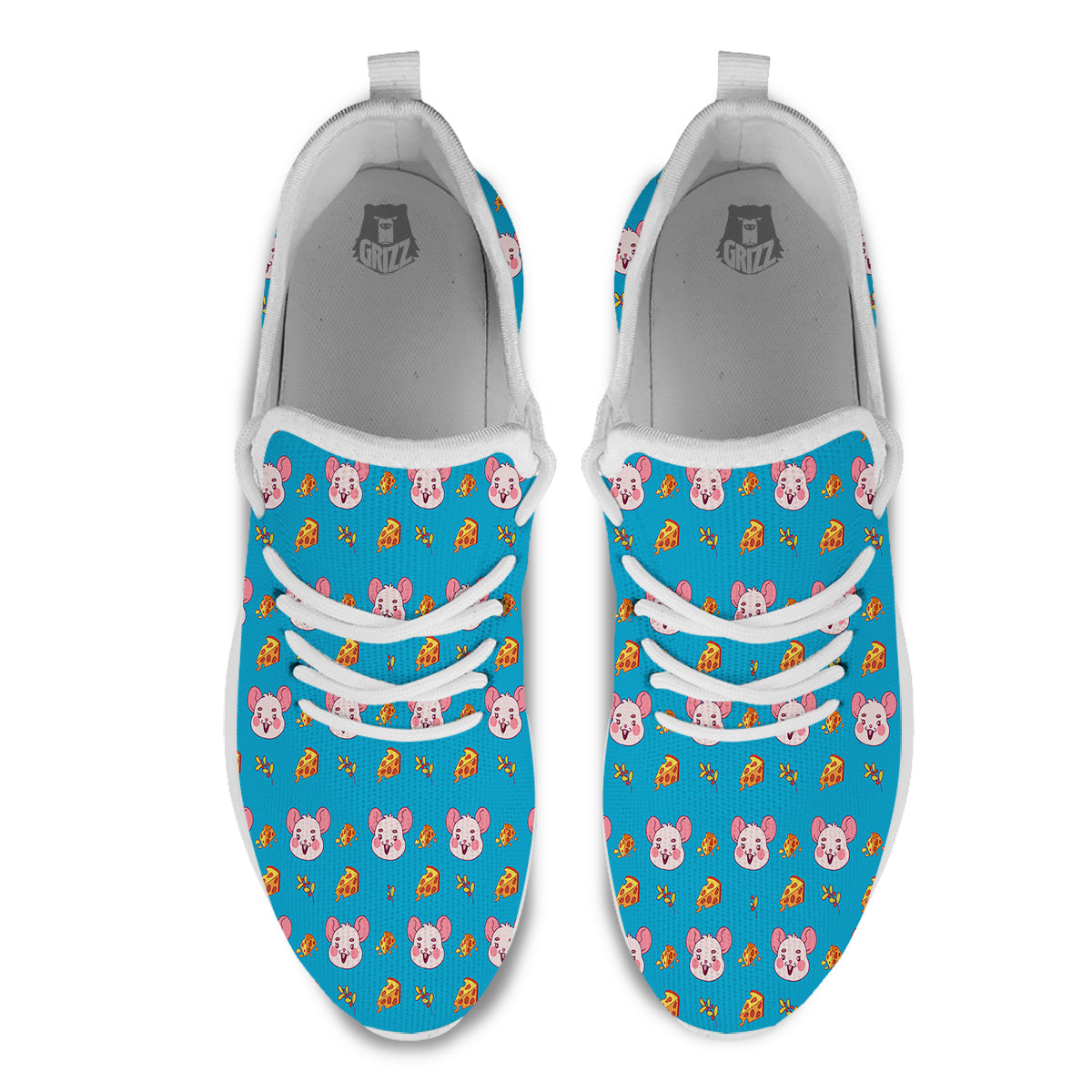 Rat Cute Print Pattern White Athletic Shoes-grizzshop