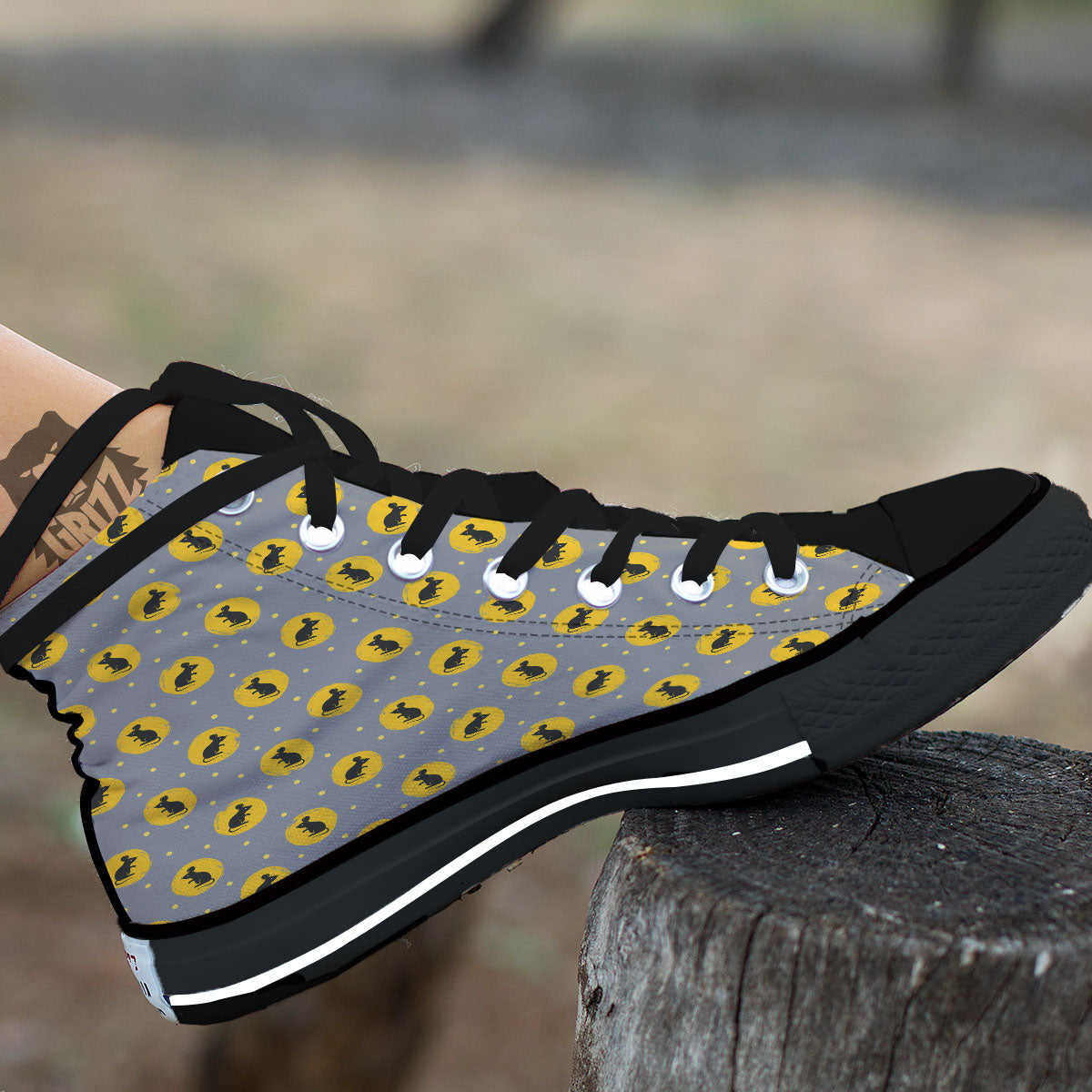Rat Print Pattern High Top Shoes-grizzshop